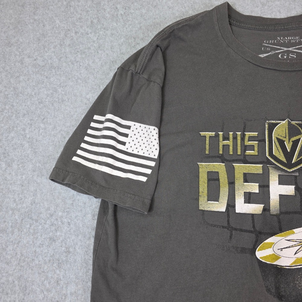 Grunt Style Golden Knights This We'll Defend T-Shirt Men's Size XL Gray Hockey - Picture 8 of 9